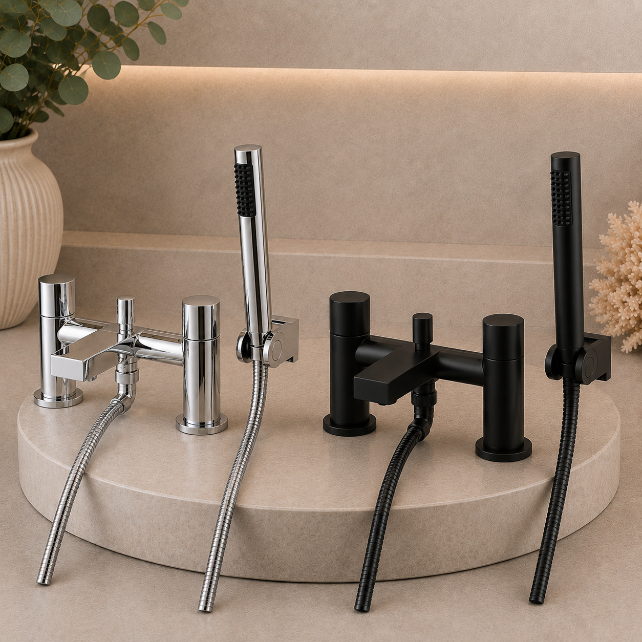 Pembury Deck Mounted Bath Shower Mixer – Chrome or Matt Black