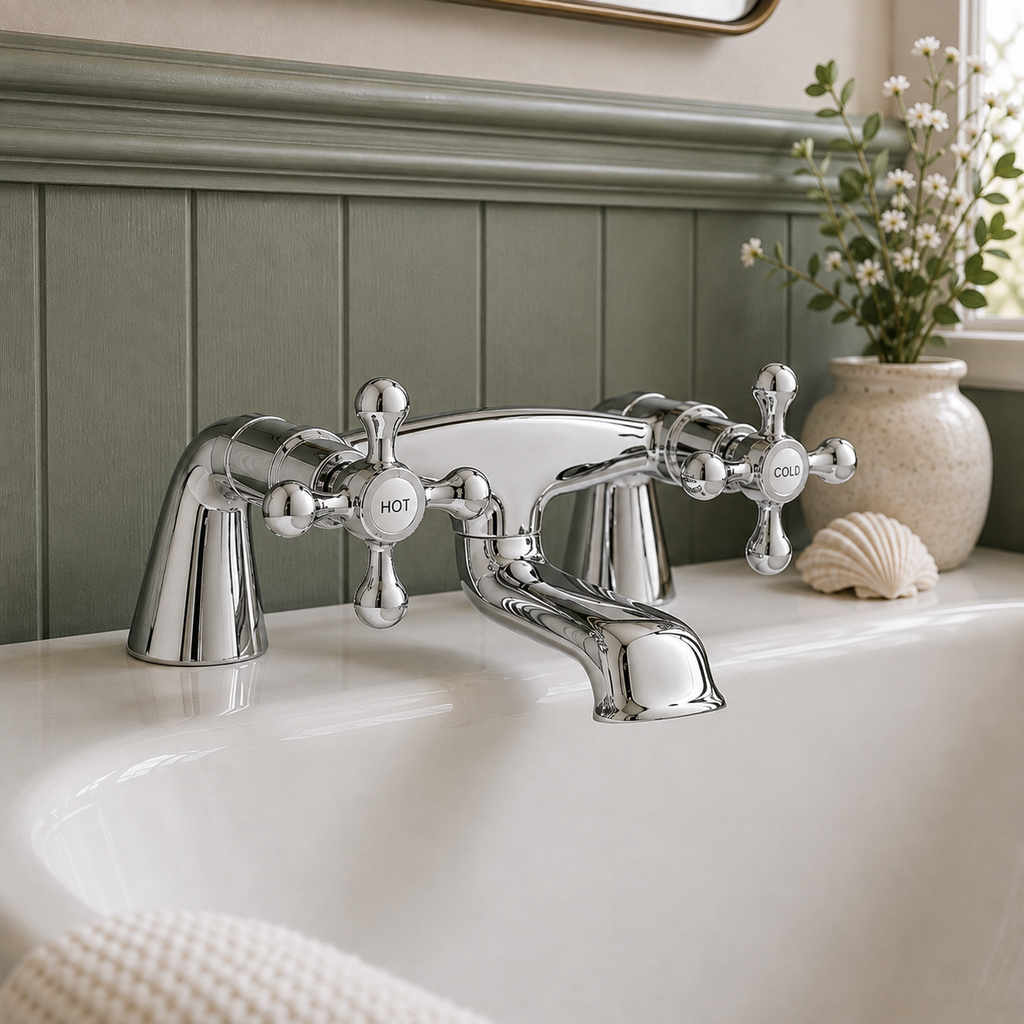 Penshurst Traditional Deck Mounted Bath Filler – Chrome