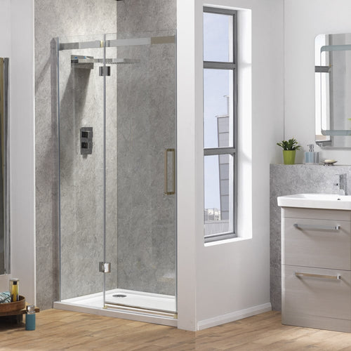 Premier Hinged Door & Inline Panel - Silver Frame