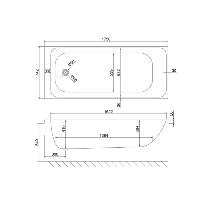 Carron Profile Single Ended Carronite Bath | Choice of 6 Sizes