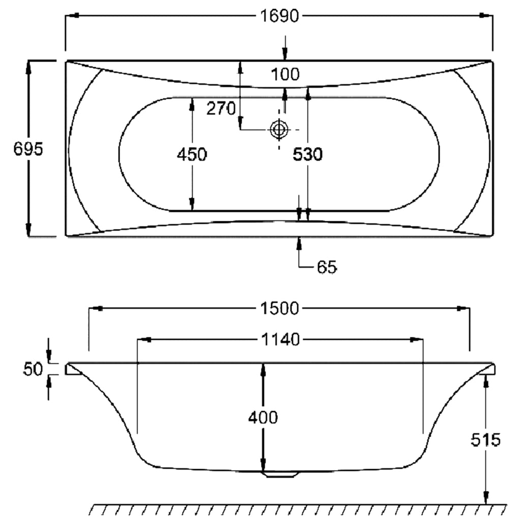 Carron Alpha Double Ended Carronite Bath 1700 x 700mm