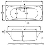 Carron Alpha Double Ended Carronite Bath 1700 x 700mm