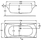 Carron Alpha Double Ended Carronite Bath 1800 x 800mm
