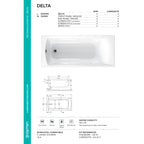 Carron Delta Single Ended Carronite Bath with Twin Grips 1400mm