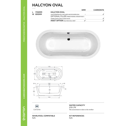 Halcyon Oval White/Red Freestanding Bath