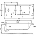 Carron Eco Matrix Single Ended Carronite Bath 1700 x 700mm