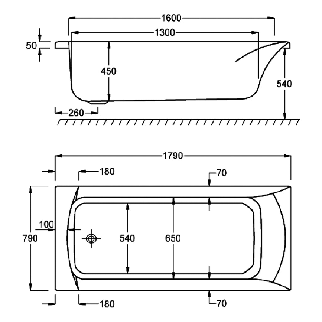 Carron Sigma Single Ended Carronite Bath 1800 x 800mm
