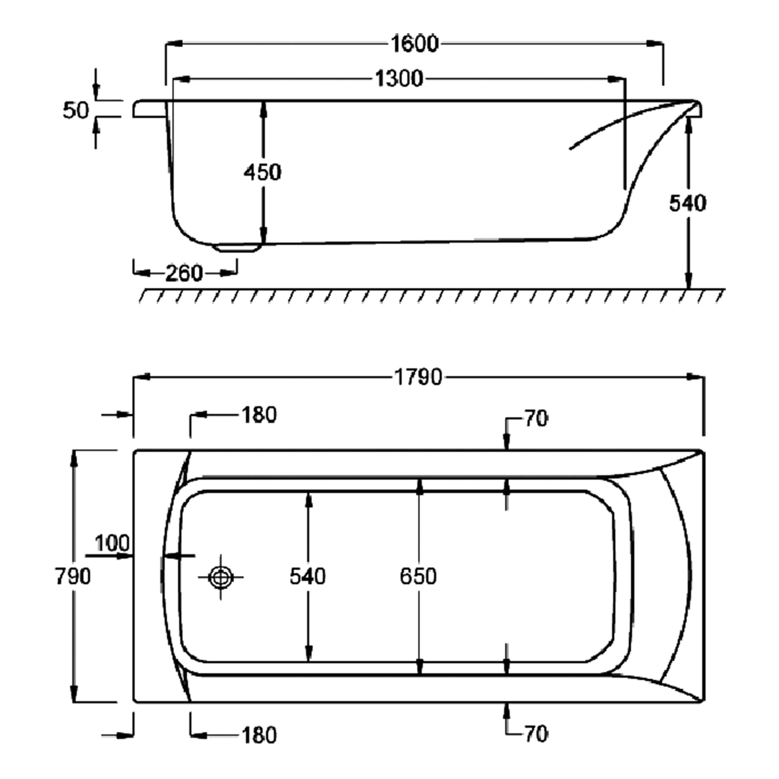 Carron Sigma Single Ended Carronite Bath 1800 x 800mm