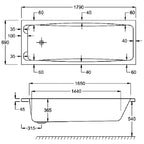 Carron Swallow Single Ended Twin Grip Carronite Bath 1800 x 700mm