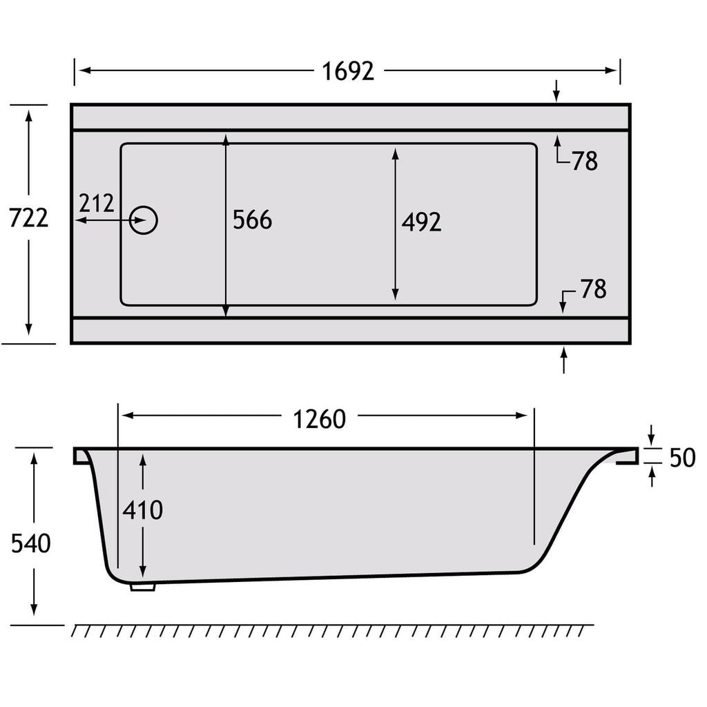 Carron Urban Single Ended Carronite Bath 1700 x 725mm