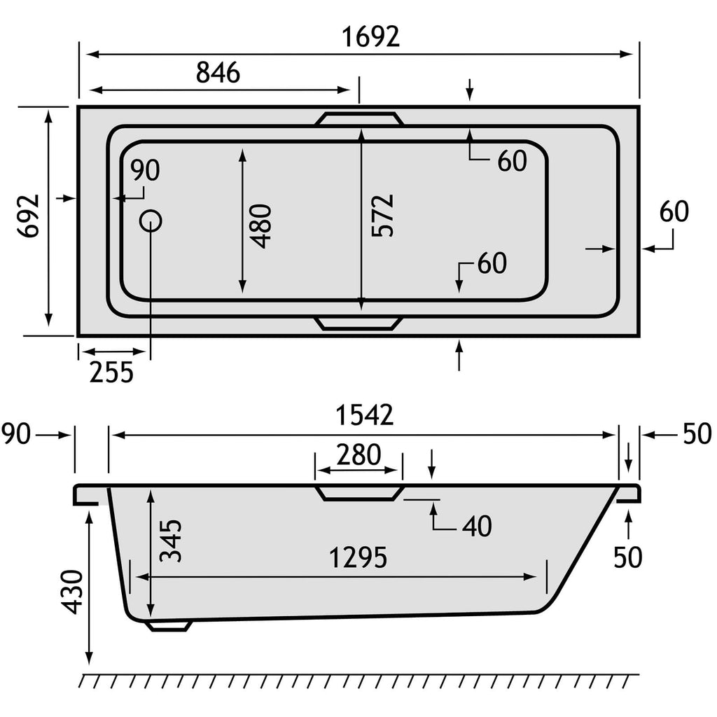 Carron Eco Single Ended Integra Twin Grip 5mm Bath 1700 x 700mm