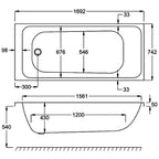 Carron Profile Single Ended Carronite Bath 1700 x 750mm