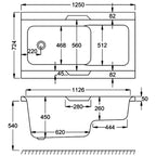 Carron Urban Sit Twin Grip Carronite Bath 1250 x 725mm