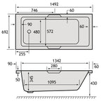 Carron Eco Single Ended Integra Twin Grip Carronite Bath 1500 x 700mm