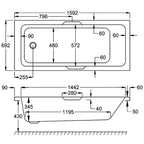Carron Eco Single Ended Integra Twin Grip 5mm Bath 1600 x 700mm