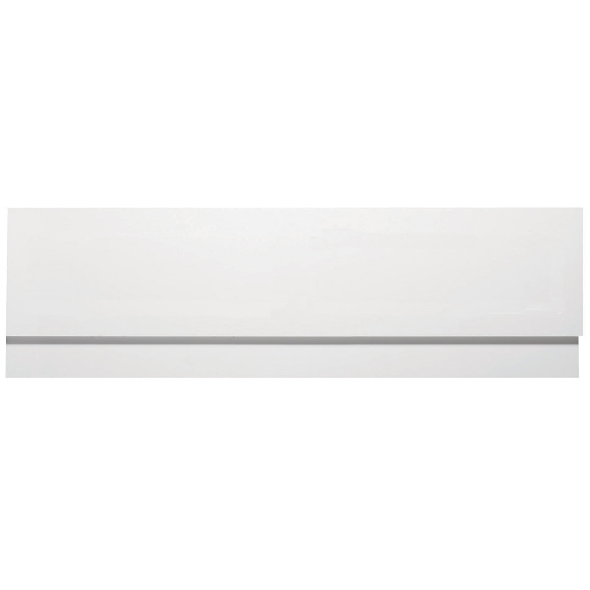 QX 1700mm plain gloss white MDF bath front panel with adjustable two-piece construction.
