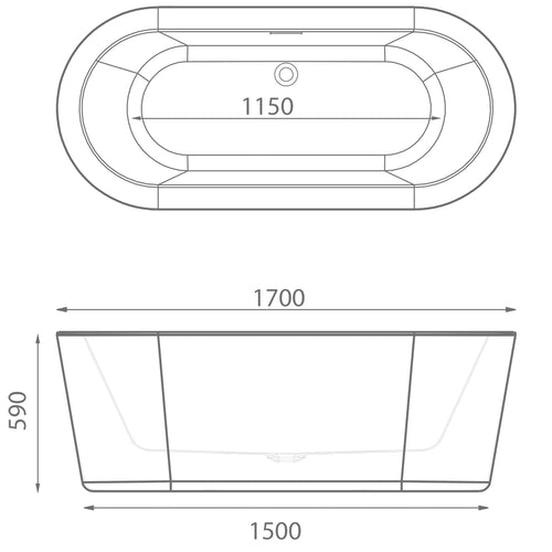 Grosvenor Freestanding Bath - 1550 x 750mm