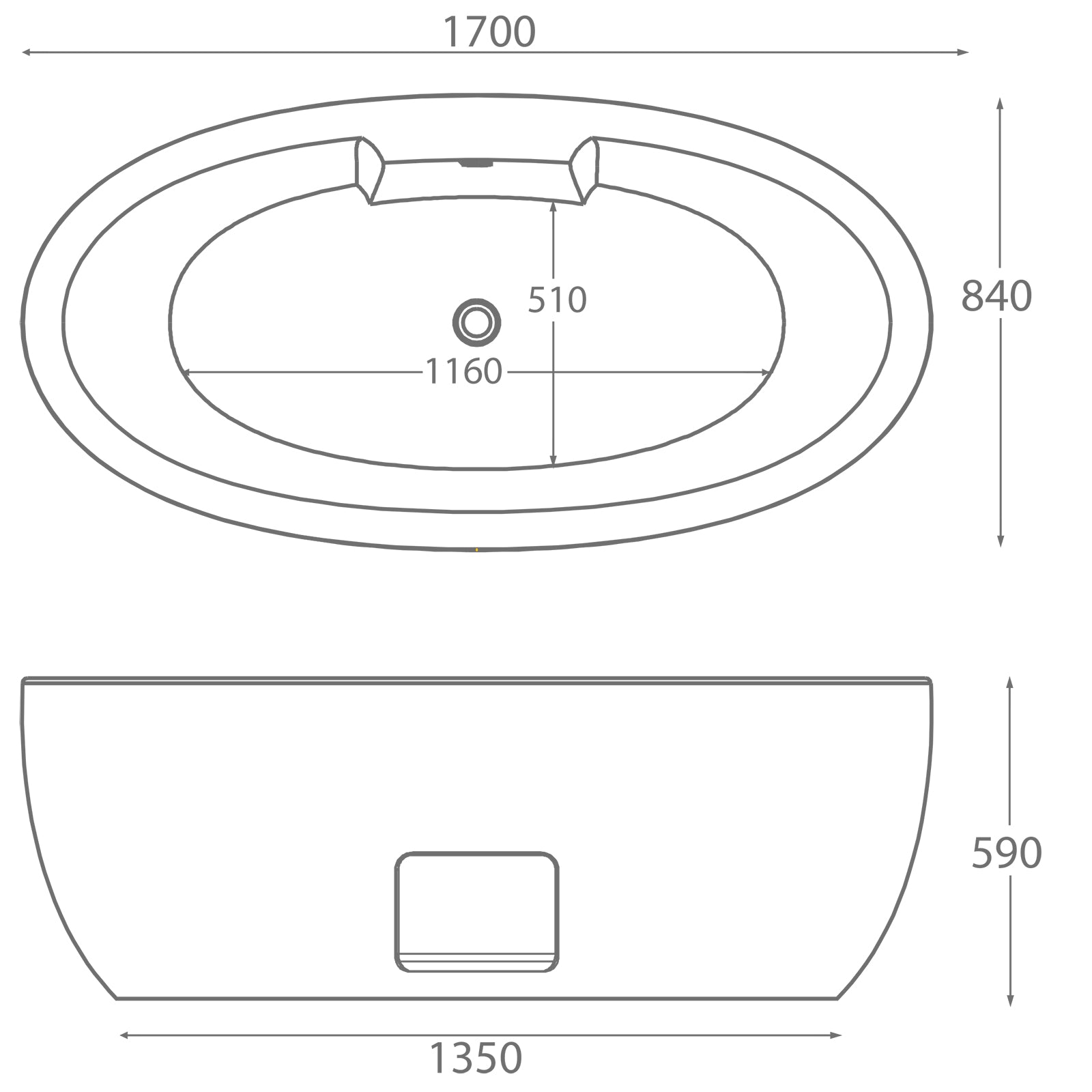 Opal Freestanding Bath - 1700 x 840mm