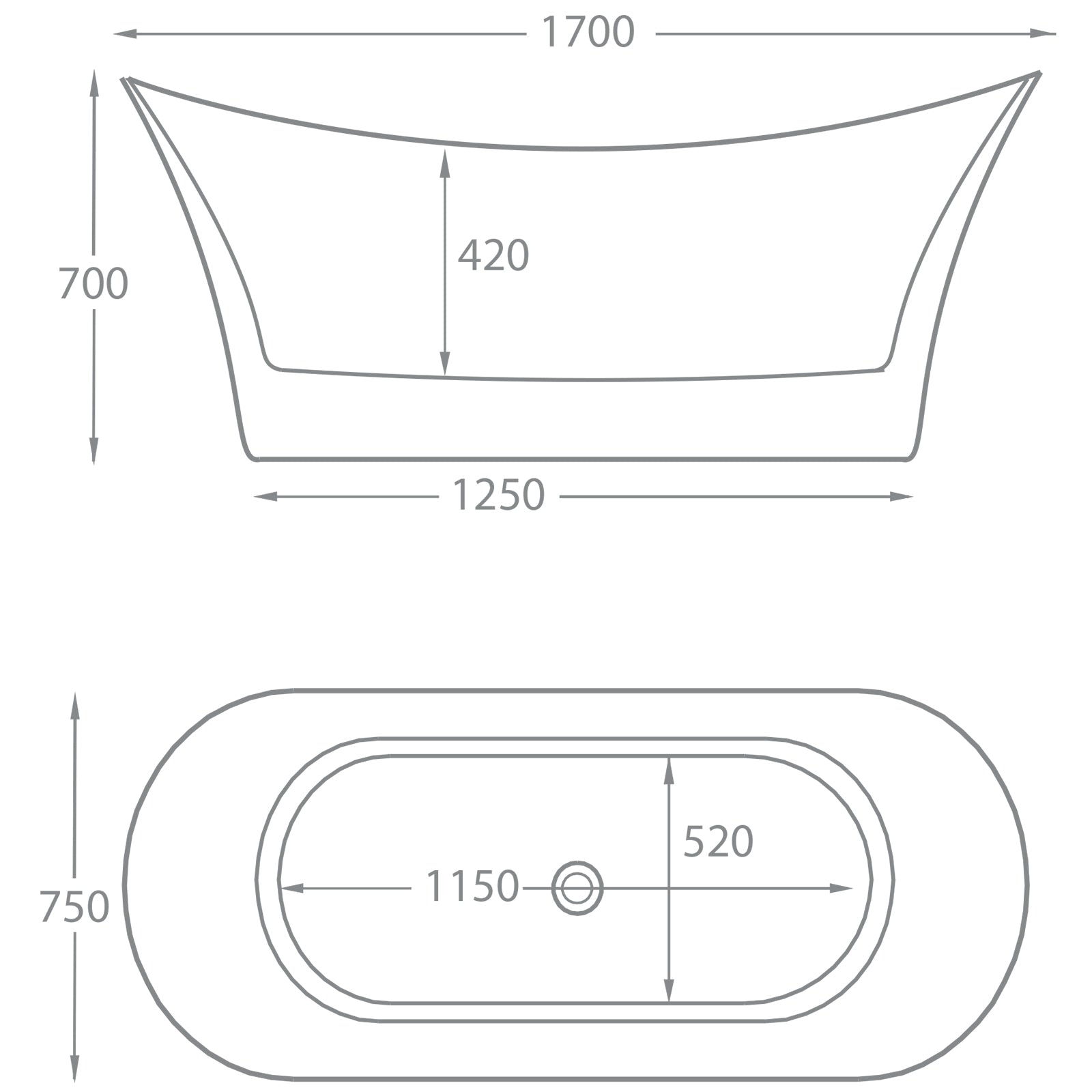 Valentina Freestanding Bath - 1700 x 750mm