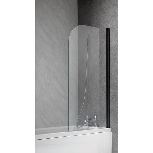 QX 6mm Black Frame Curved Bath Screen