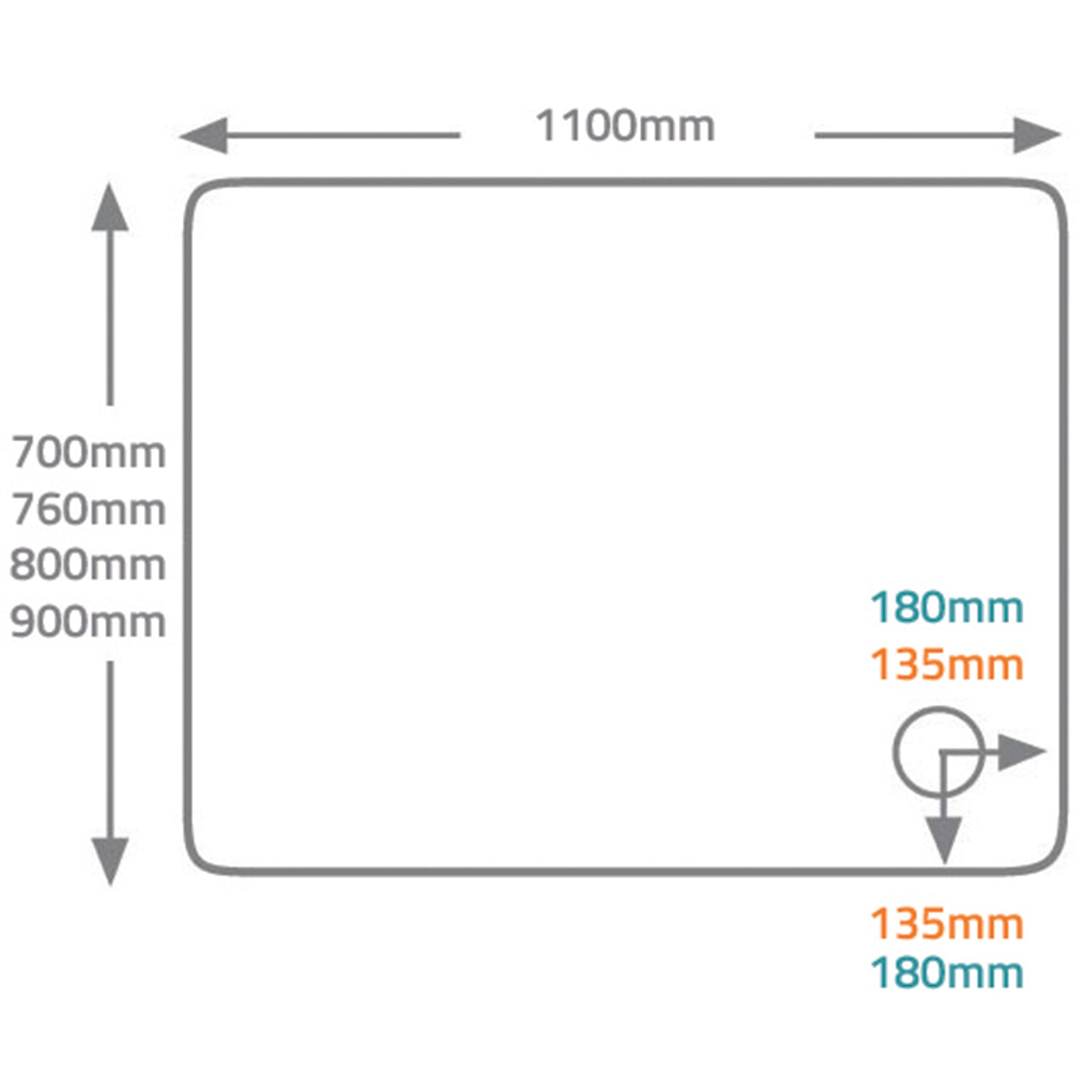QX 80mm Cast Rectangular Tray - 1100 x 800mm