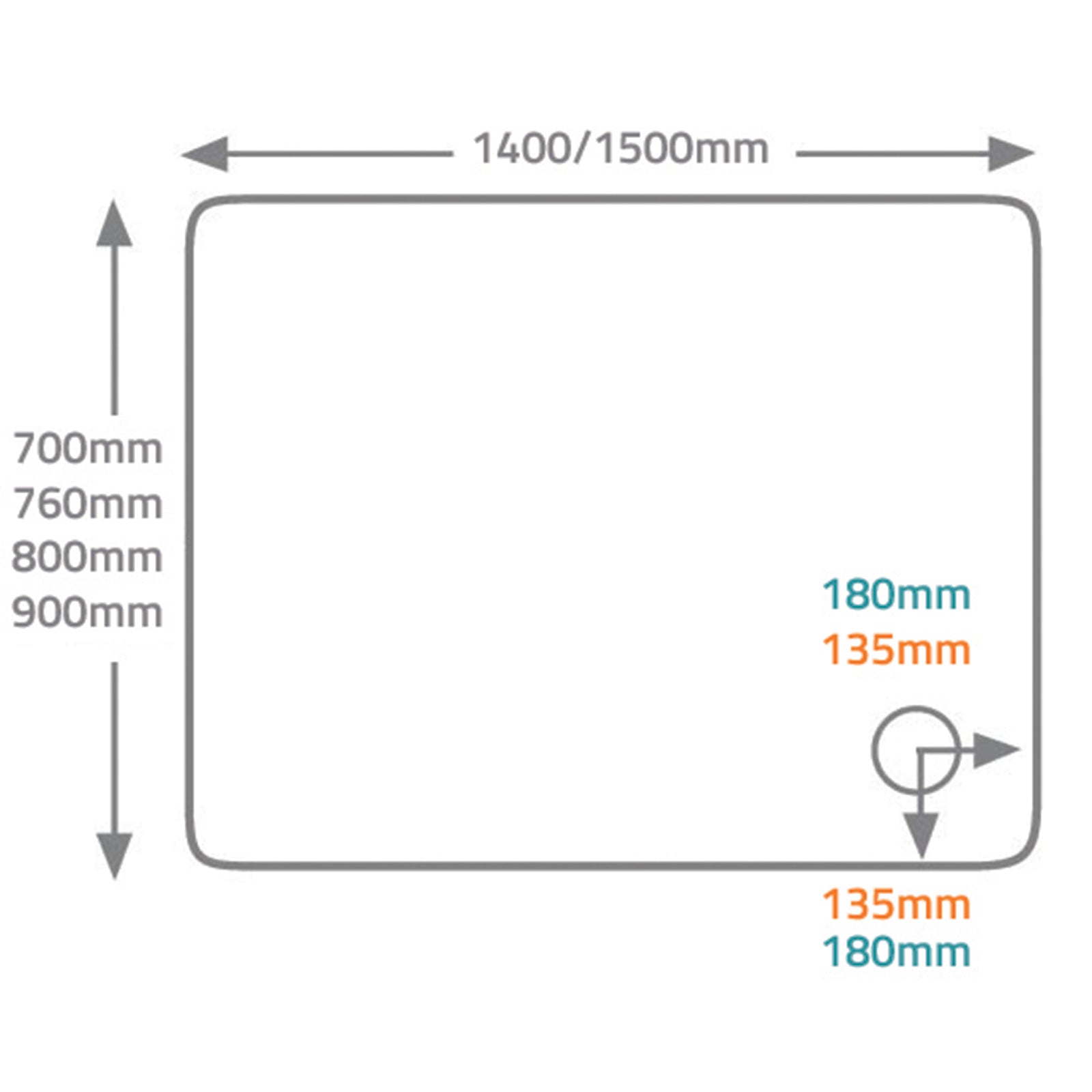 QX 80mm Cast Rectangular Tray - 1400 x 800mm