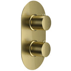 Ascent Tuscany Brushed Brass Twin Thermostatic Shower Valve – 2 Outlet