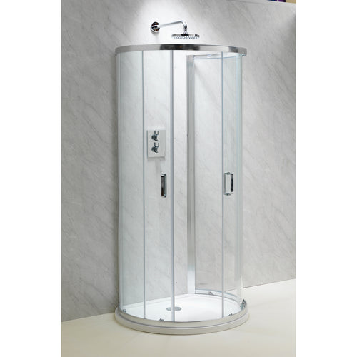 Genesis 6mm D-Shaped Shower Enclosure with 30mm Stone Tray & Waste 985 x 844mm