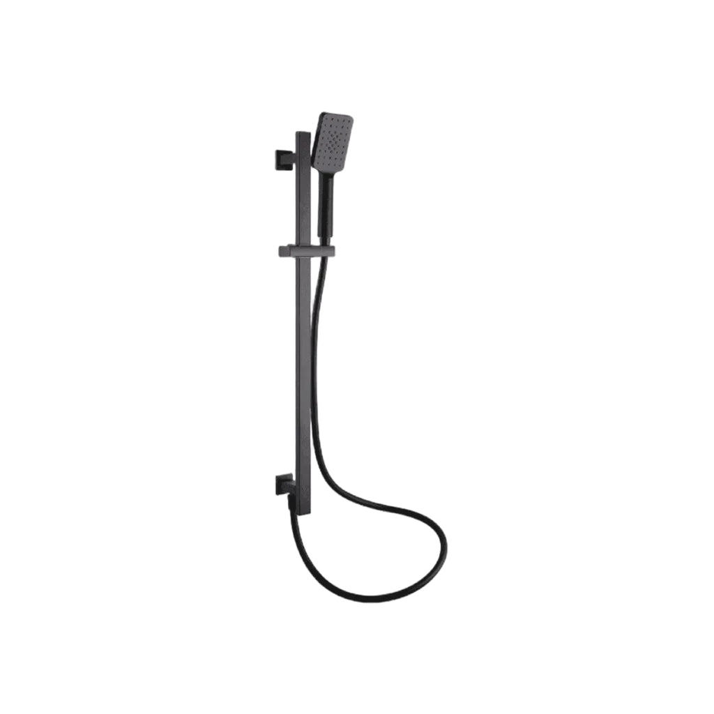 Utah Square Shower Rail Kit with Handset & Hose – Matt Black