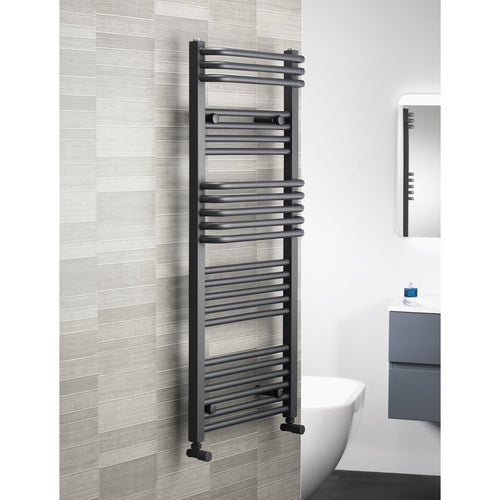 Royal Bajan 1200 x 500mm Matt Black Vertical Towel Rail