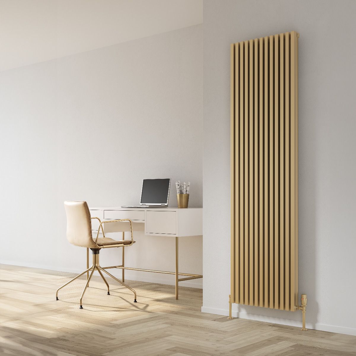 Albano Brass Effect Vertical Aluminium Radiator