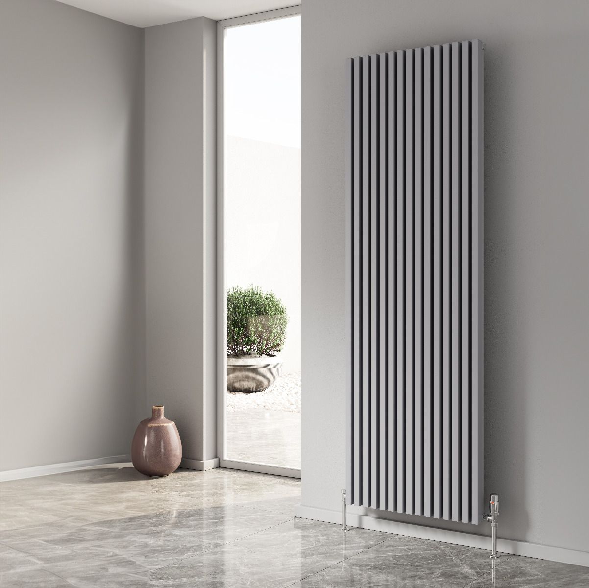 Albano Silver & White & Anthracite Vertical Aluminium Radiator