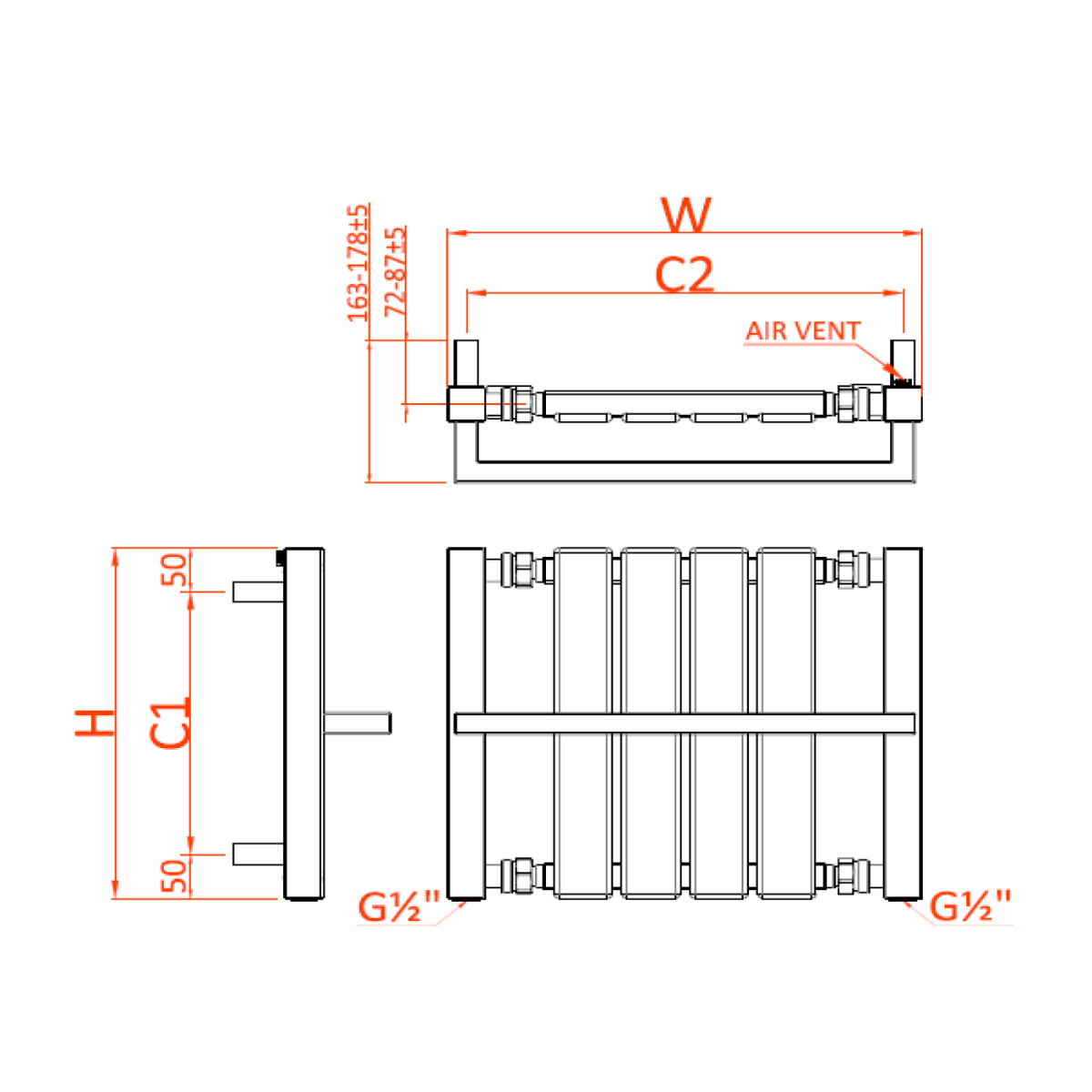 Ashen Mild Steel Towel Rail