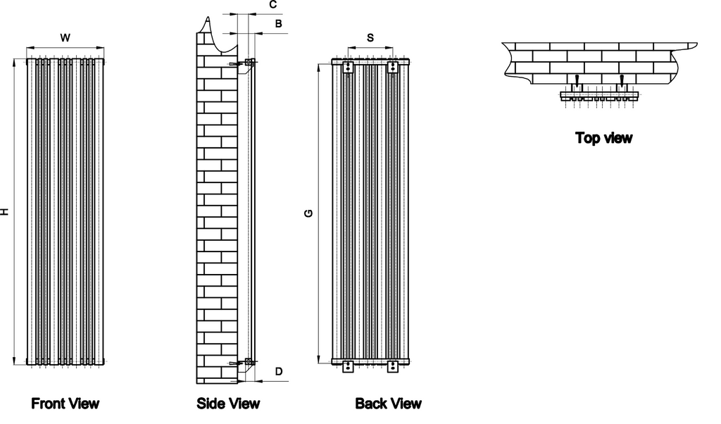 Bonera Vertical Mild Steel Towel Rail
