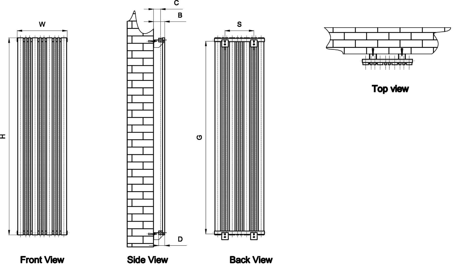 Bonera Vertical Mild Steel Towel Rail