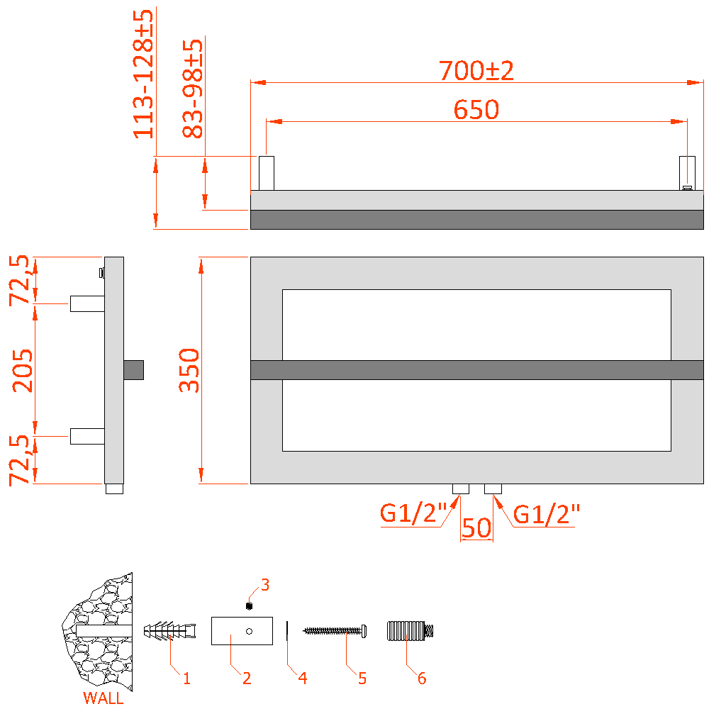 Breno Mild Steel Towel Rail