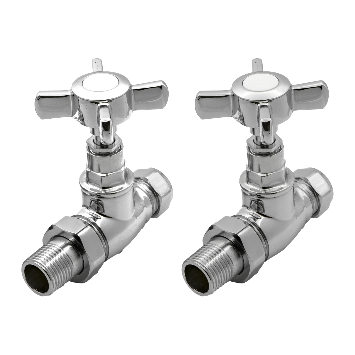 Bronte Straight Radiator Valves - Chrome
