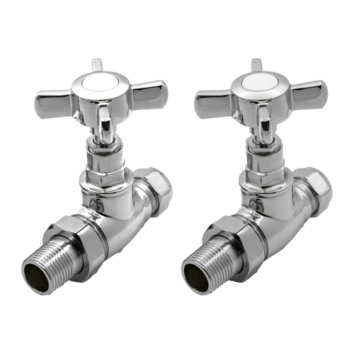 Bronte Straight Radiator Valves - Chrome