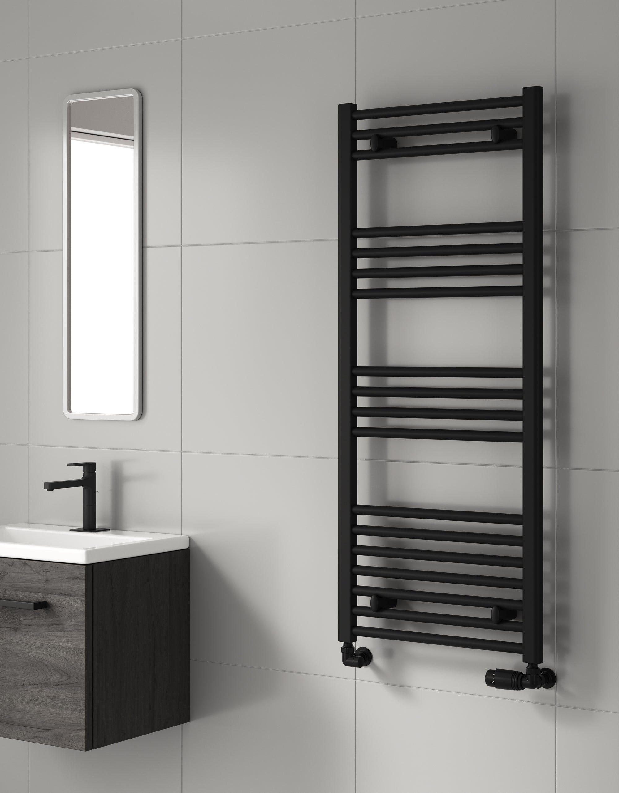 Capo Black Flat Mild Steel Towel Rail