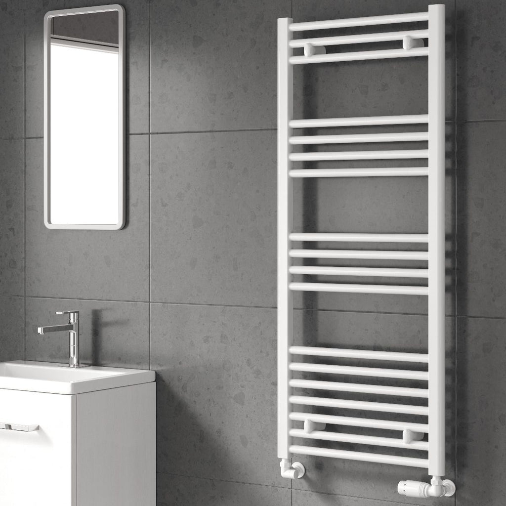 Capo White Flat Mild Steel Towel Rail