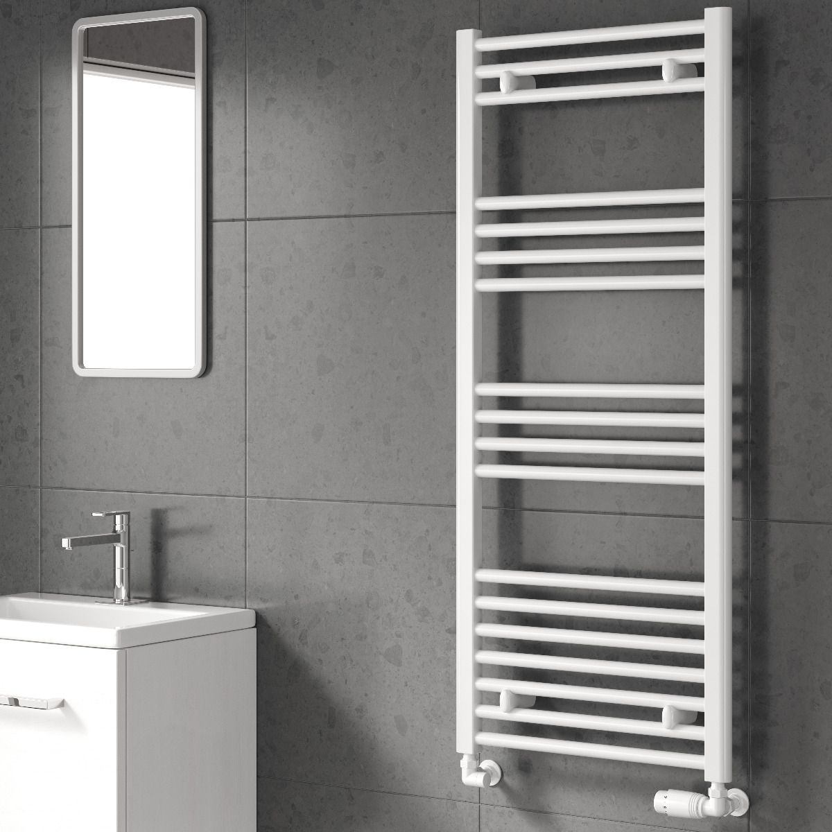 Capo White Flat Mild Steel Towel Rail