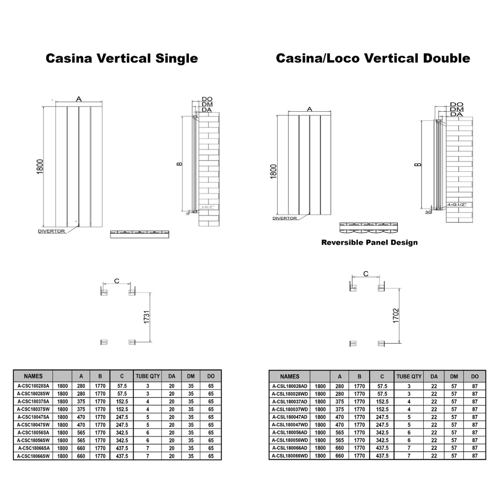 Casina Vertical Aluminium Radiator