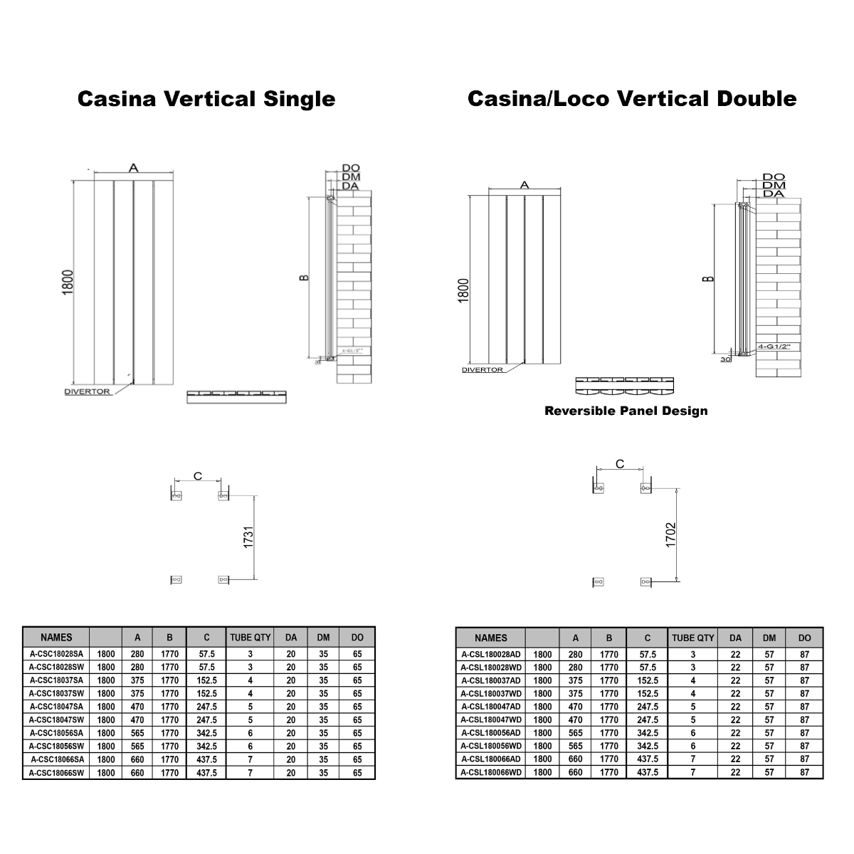 Casina Vertical Aluminium Radiator