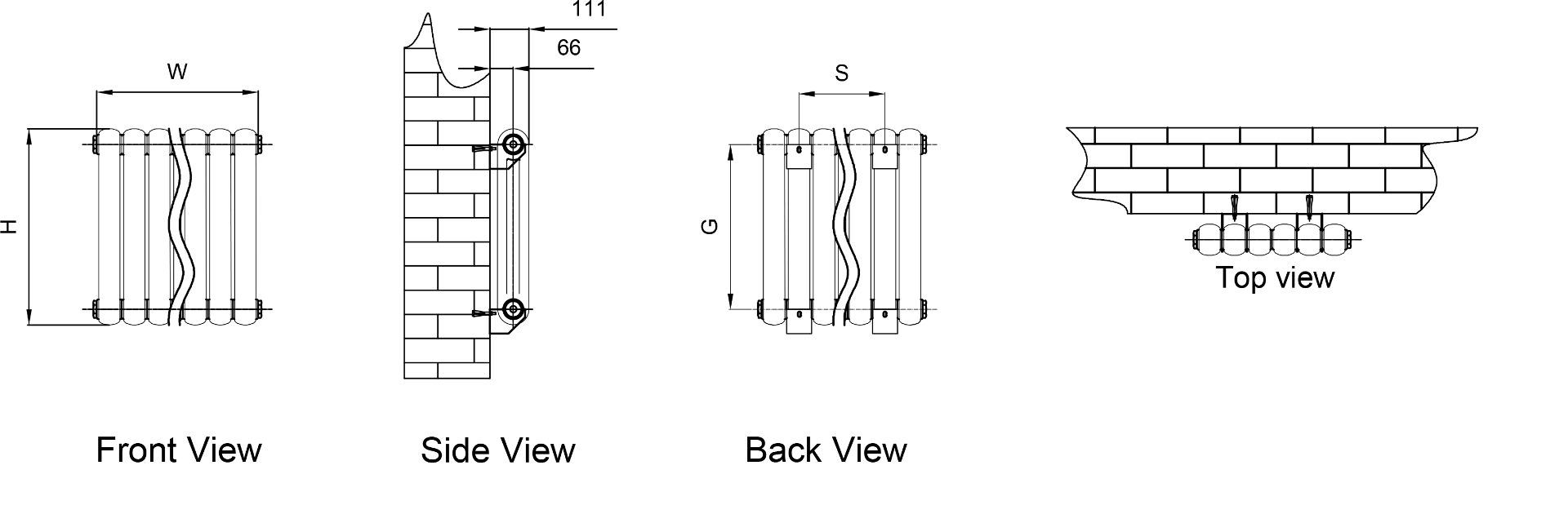 Coneva Horizontal Mild Steel Radiator