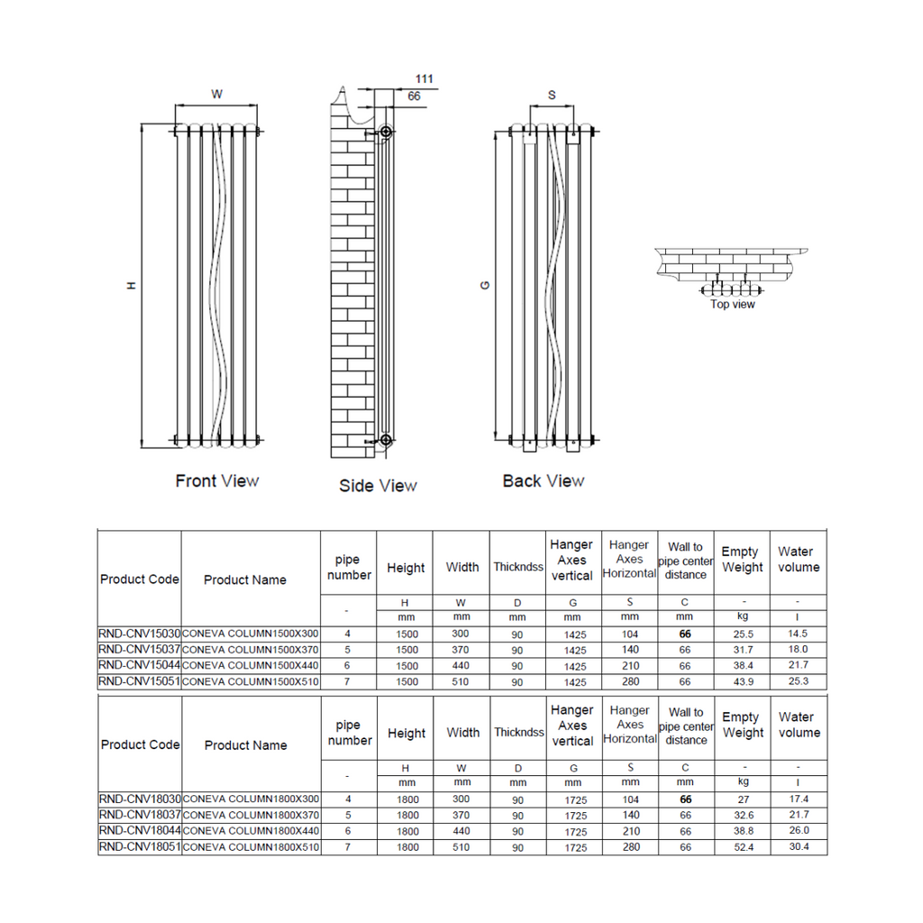Coneva Vertical Mild Steel Radiator