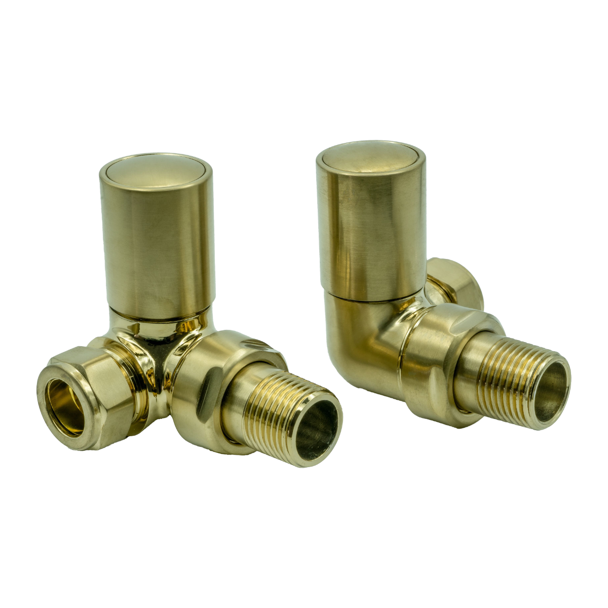 Crova Corner Radiator Valves - Brushed Brass