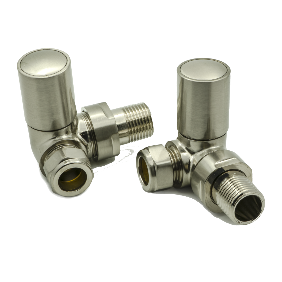 Crova Corner Radiator Valves - Brushed