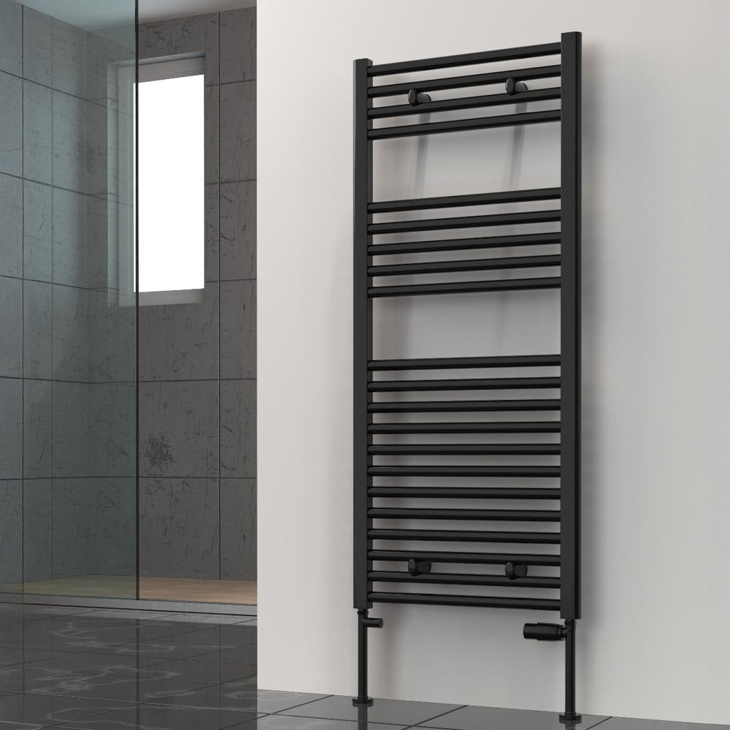 Diva Black Flat Mild Steel Towel Rail