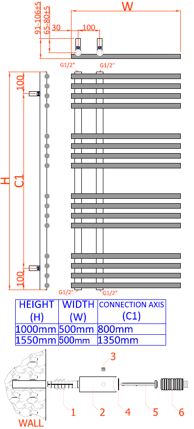 Elisa Mild Steel Towel Rail