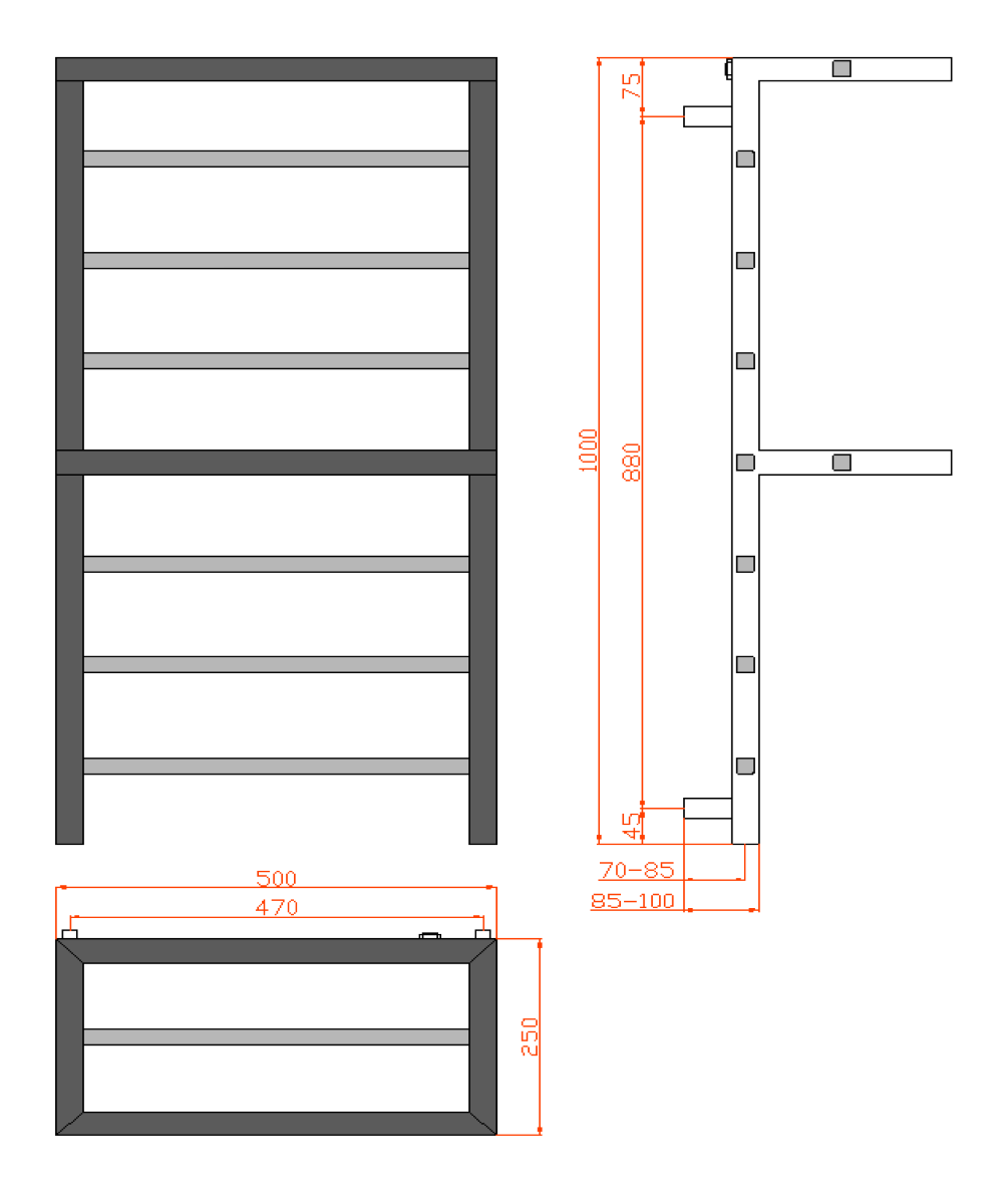 Elvina 2 Mild Steel Towel Rail